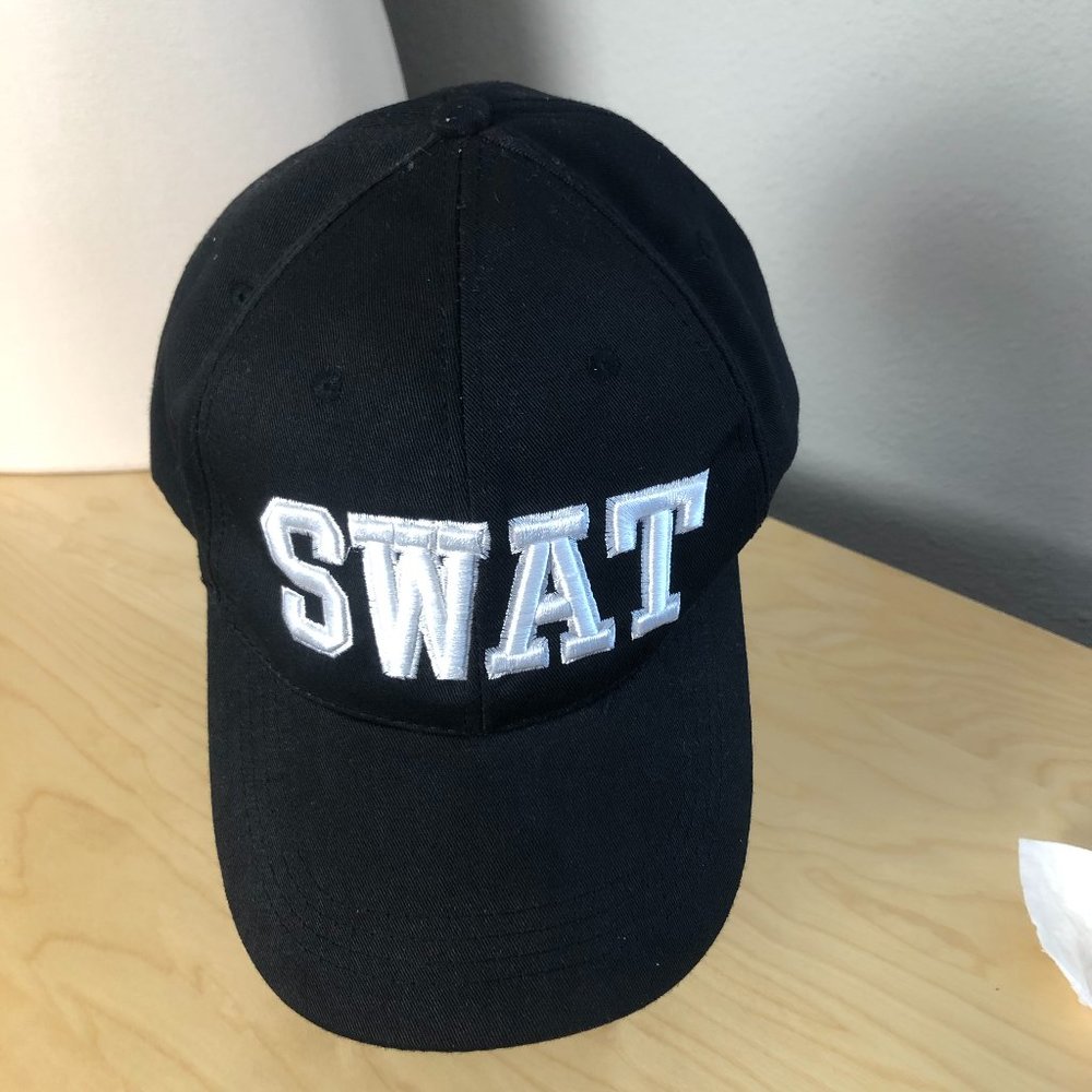 SWAT Men’s Embroidered Baseball Cap Black and White NEW